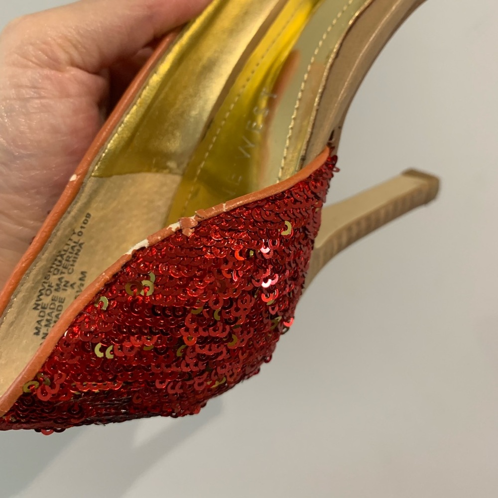 Nine West Red Sequin High Heel Pumps – Sparkly Party Heels – Size 5.5 - Picture 11 of 13